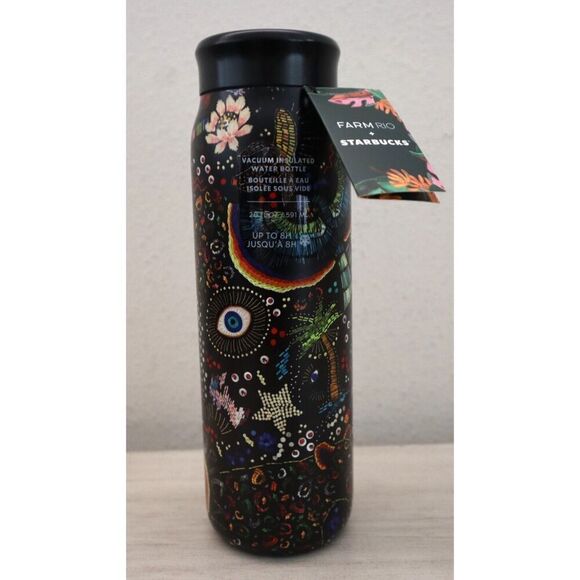 Farm Rio +Starbucks Black 20oz Vacuum Insulated Water Bottle Tumbler Summer '25 - Picture 1 of 9